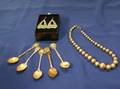 Five Silver Souvenir Spoons a Pair of Taxco Silver Earrings and String of Graduated Silver Beads