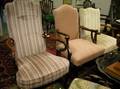 Three Georgianstyle Upholstered Carved Mahogany Armchairs