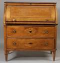 Biedermeier Ebonized Fruitwood Cylinder Bureau