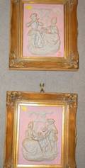 Pair of Giltwood Framed Meissen Art Bisque High Relief Plaques