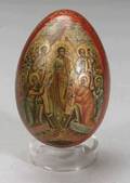 Russian Red Lacquer and Enamel Decorated Egg