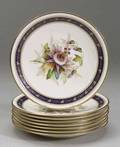 Eight Worcester Porcelain Floral Decorated Plates