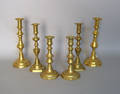 Three pr of brass candlesticks