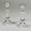 Pair of Steuben Teardrop Glass Candlesticks