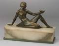 Art Deco Bronze and Alabaster Figural Lamp