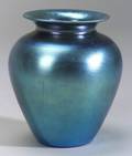 Carder Steuben Blue Aurene Glass Vase