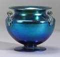 Carder Steuben Blue Aurene Glass Vase