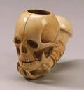 Meerschaum Pipe Carved as a Skull Held in Hand