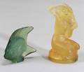 Lalique Glass Floreal Statuette and Poisson Cachet