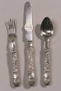 Chinese Silver Three Piece Flatware Christening Set