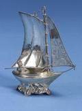 French Silver Sailboat Table Ornament