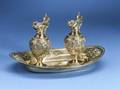 French 950 Silver Gilt Three Piece Cruet Set