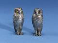 Pair of English Silver Owl Form Pepper Casters
