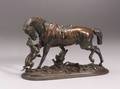 Pierre Lenordez French 19th Century Horse Nuzzling Hound