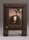 Framed Painted Porcelain Portrait Miniature of a Gentleman
