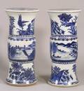 Pair of Tall Blue and White Porcelain Garden Seats