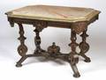 American Renaissance Revival Gilt Bronze Mounted and Marbletop Rosewood Center Tabl