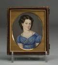 Portrait Miniature on Ivory of a Young Lady in Blue