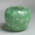 Carder Steuben AcidEtched Green Jade Japanese Glass Vase