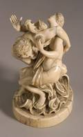 Carved Ivory Figural Group of Zeus Capturing a Maiden