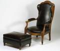 Victorian Walnut Diminutive Wing Armchair and Later Ottoman
