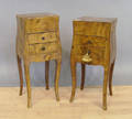 Pair of burl veneer side tables
