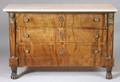 Empire Style Gilt Bronze Mounted Mahogany and Marble Top Commode