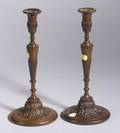 Pair of Georgianstyle Carved Mahogany Candlesticks