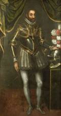 Continental School 19th Century Full Length Portrait of a Gentleman in Armor with Dress Helmet