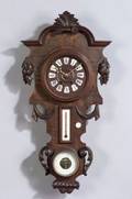 French Walnut Wall Clock with Barometer