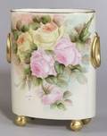 Art School Handpainted Limoges Porcelain Wastepaper Basket