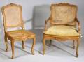 Regence Style Caned Beechwood Fauteuil a la Reine and Similar Chaise