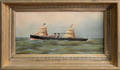 Oil on artist board of a nautical scene depicting a sailing ship in a period gold gilt frame