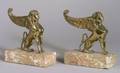 Pair of Empire Revival Bronze and Marble Sphinx Figures