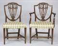 Set of Eight Hepplewhite Style Carved Mahogany Dining Chairs