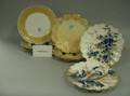 Set of Twelve Doulton Burslem Gilt Cobalt Floral Dessert Plates Set of Eleven Royal Worcester Gilt Floralform Dessert Plates and a Se
