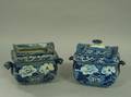Two Staffordshire Blue and White Transfer Decorated Sugar Bowls
