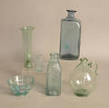 Six pcs of misc aqua glass