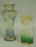 Two French Gilt Etched and Cut Art Glass Vases