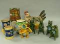 Ten Majolica and Other Pottery Figural and Table Items
