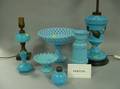 Eleven Blue Opaline Glass Table Items