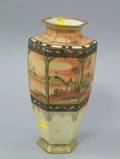 Nippon Handpainted Arabia Pattern Octagonal Porcelain Vase