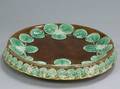 English Majolica Lotus Lily Cake Pedestal