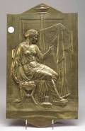 Patinated Spelter Plaque of Penelope