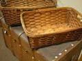 German BentwoodBound Painted Canvas Steamer Trunk and Two Woven Splint Laundry Baskets