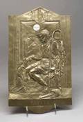Patinated Spelter Plaque of Ulysses and His Dog