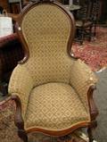 Victorian Upholstered Carved Walnut Parlor Armchair