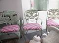 Set of Four Green Painted Cast Aluminum Patio Chairs