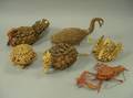 Six Cherokee and Southeastern Native American Pine Needle and Pinecone Basketry Animal Figures