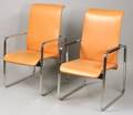 Pair of Herman Miller Chromed Steel and Upholstered Armchairs